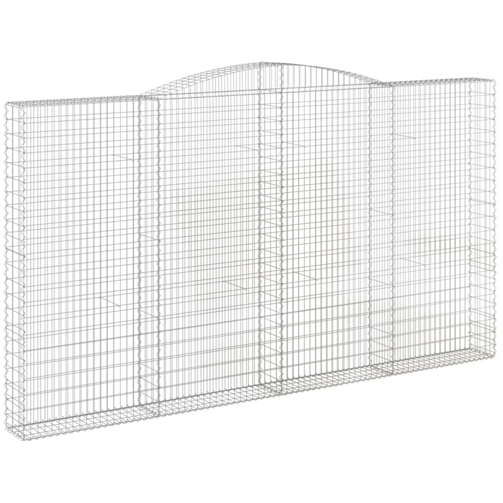 vidaXL Silver Galvanised Iron Arched Gabion Basket 400 x 30 x 220/240cm 15 Pack Image 1