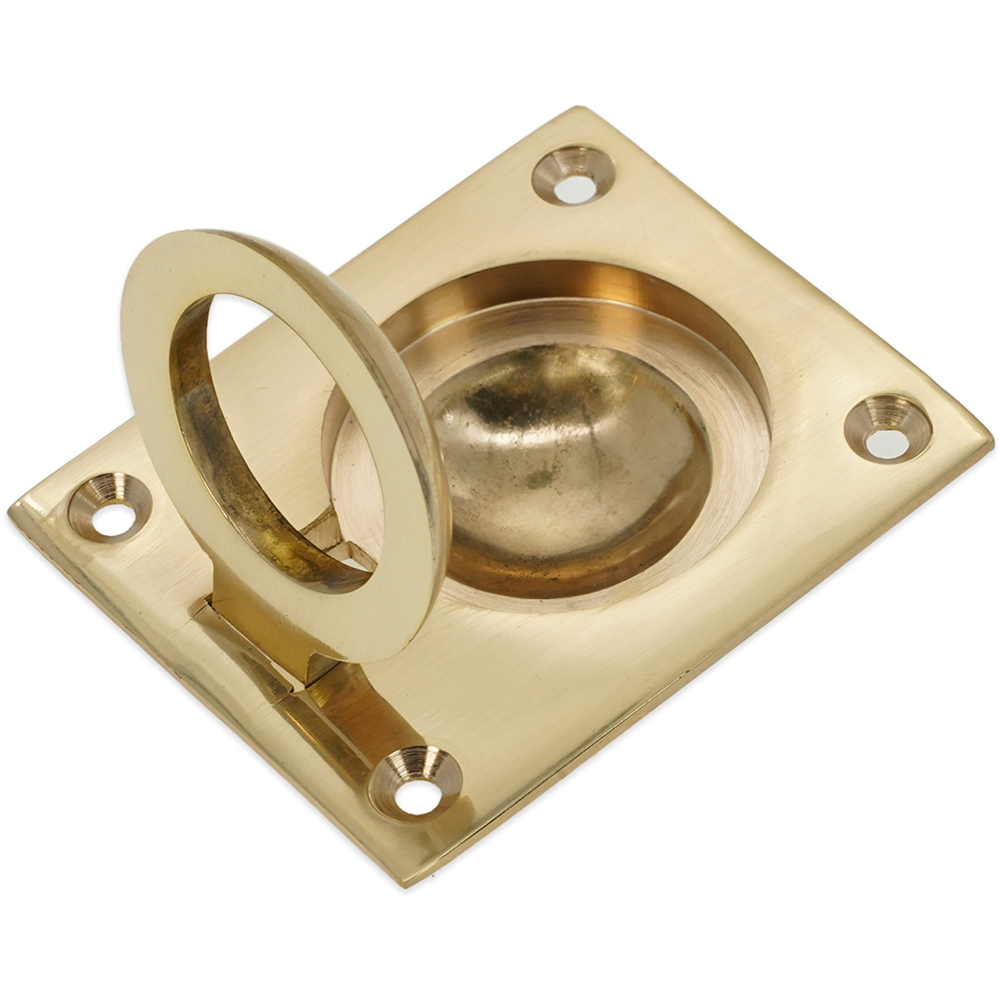 Spira Brass Polished Brass Square Flush Ring Pull Handle Image 3