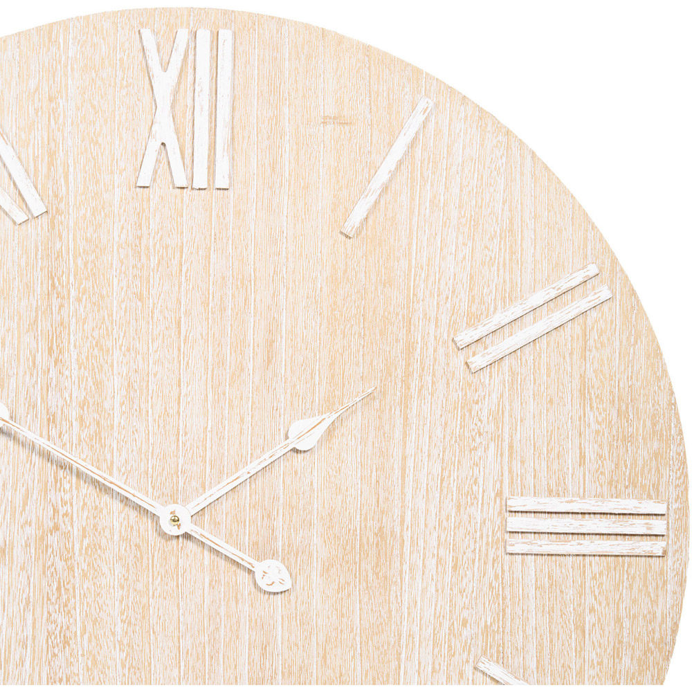 Washed Wood Effect Numeral Wall Clock Neutral Image 3