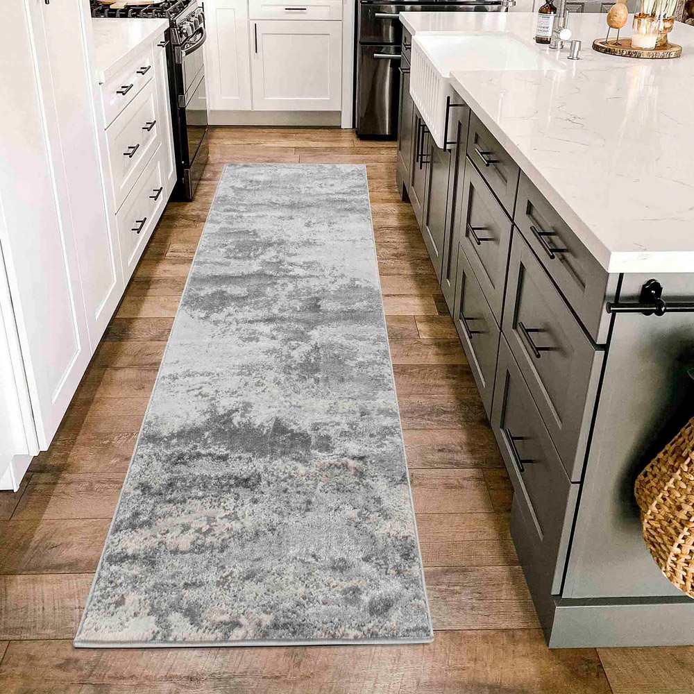 Desire Rugs Onyx Silver Grunge Sprayed Abstract Area Rug 120 x 170cm Image 4