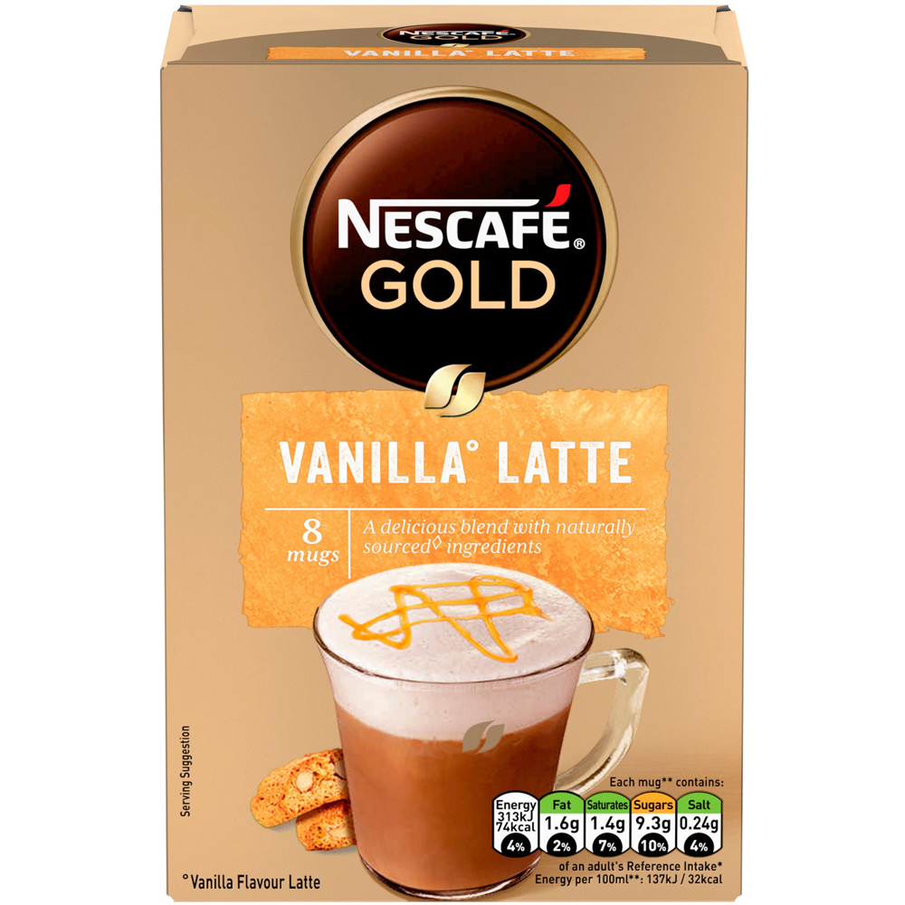 Nescafé Gold Vanilla Latte Coffee Sachets 8 Pack Image