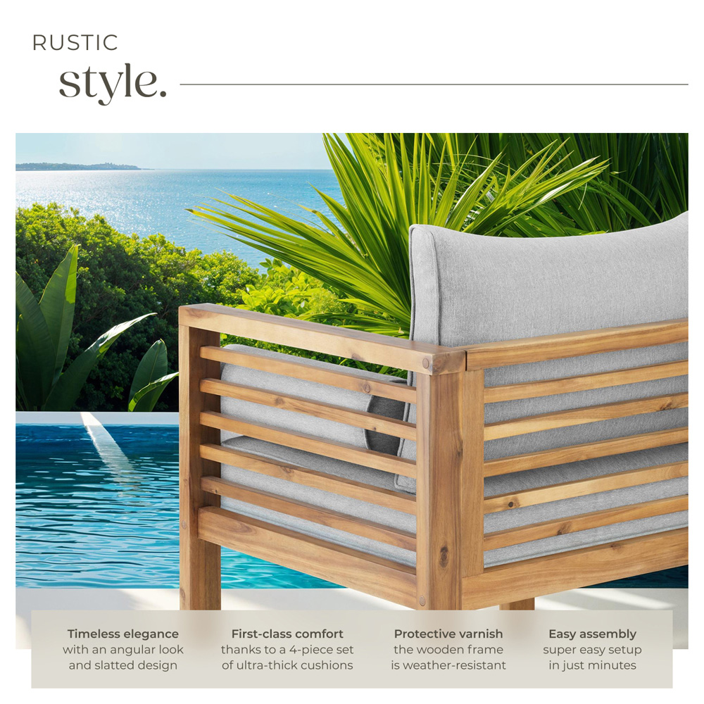 tectake Boka Wooden Frame Garden Chair Image 4