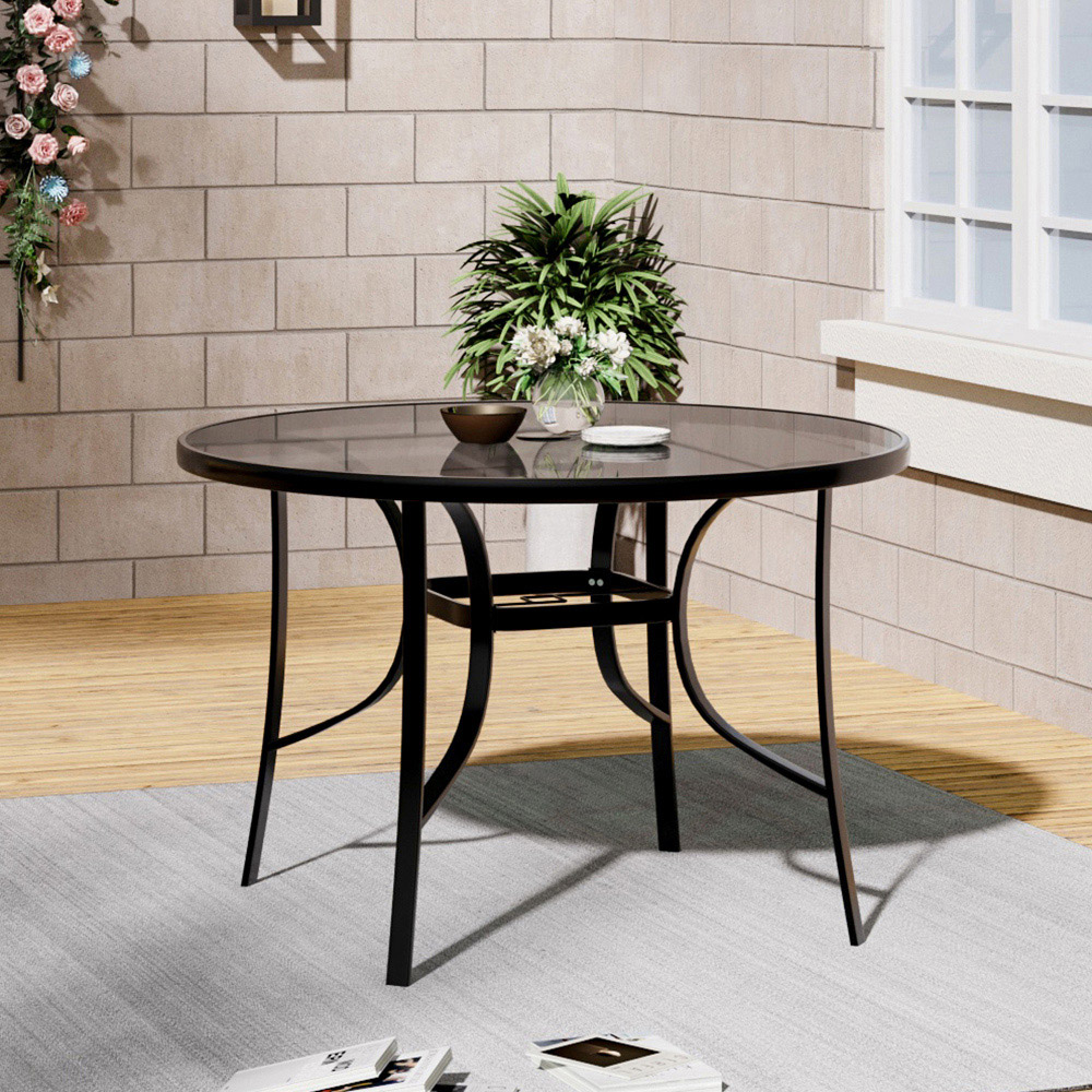 Living and Home 4 Seater Garden Dining Set Black and Grey Image 6