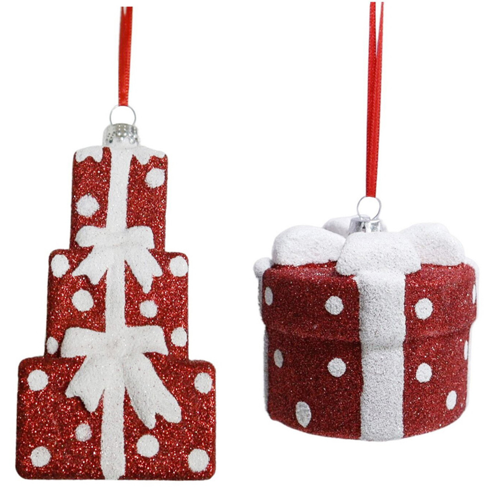 Christmas Glitter Present Decoration - Red Image