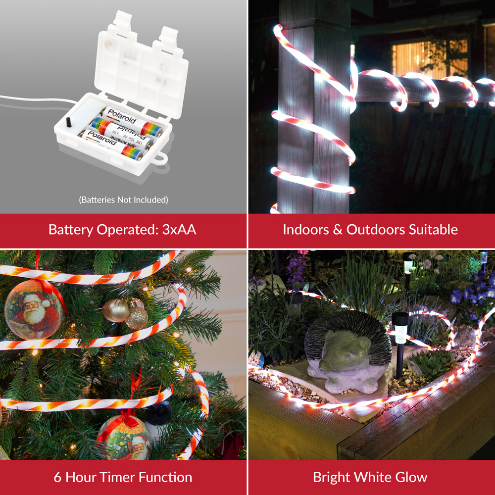 The Christmas Workshop 120 LED Candy Cane String Lights Image 7