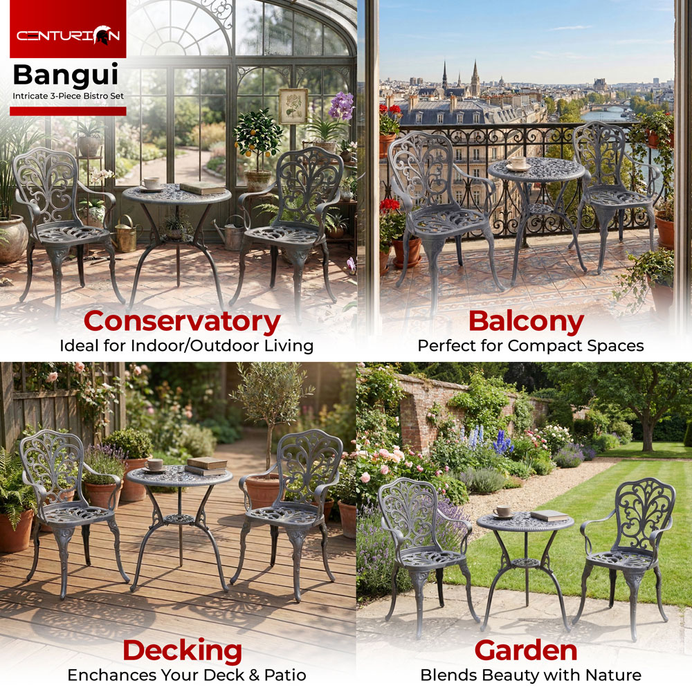 Centurion Supports Bangui 2 Seater Bistro Set Grey Image 5