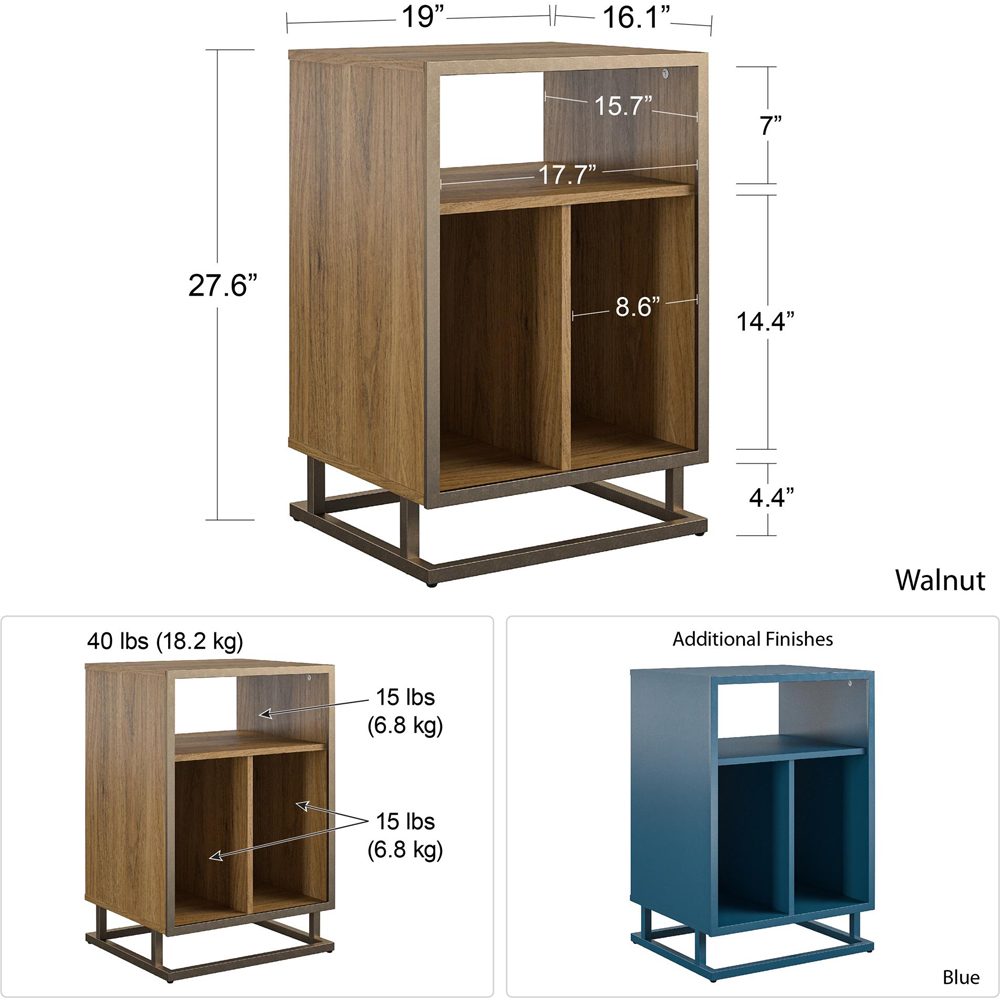 Novogratz Regal 3 Shelf Walnut Turntable Stand Image 7