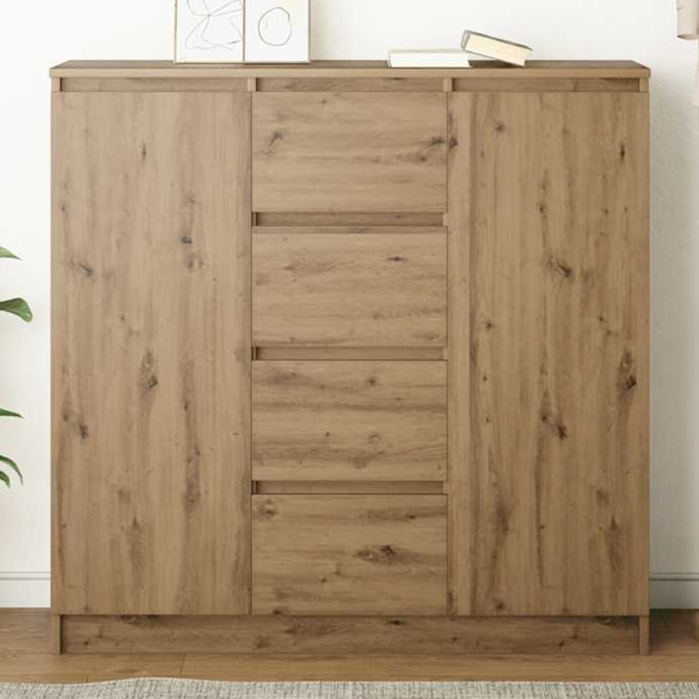 vidaXL 2 Door 4 Drawer Artisan Oak Sideboard Image 1