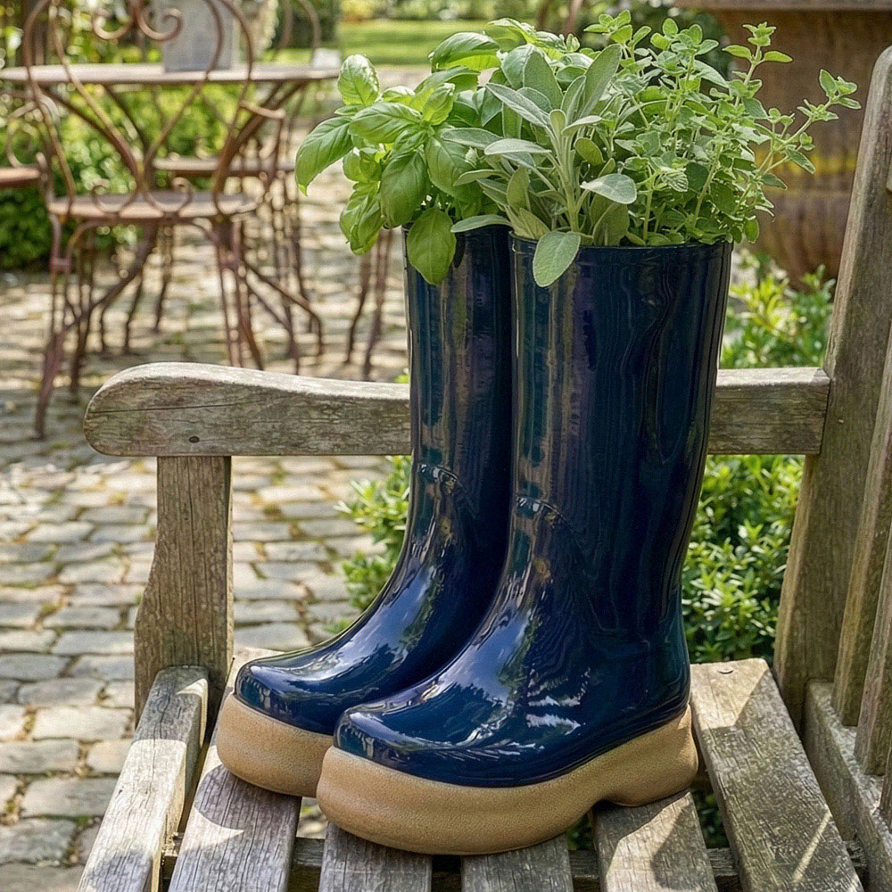Dibor Midnight Blue Double Wellington Planter 29.5cm Image 2