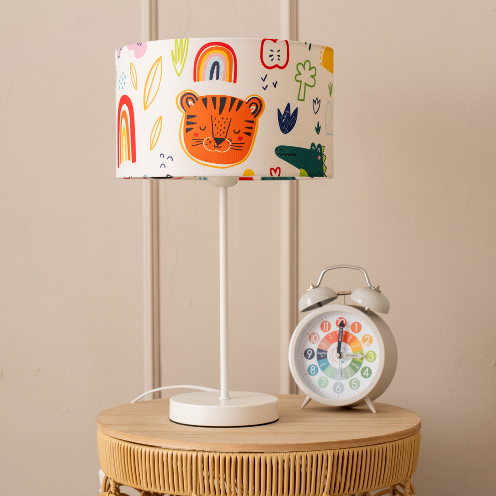 ValueLights Charlie Cartoon Shade White Metal Single Stem LED Table Lamp Image 3