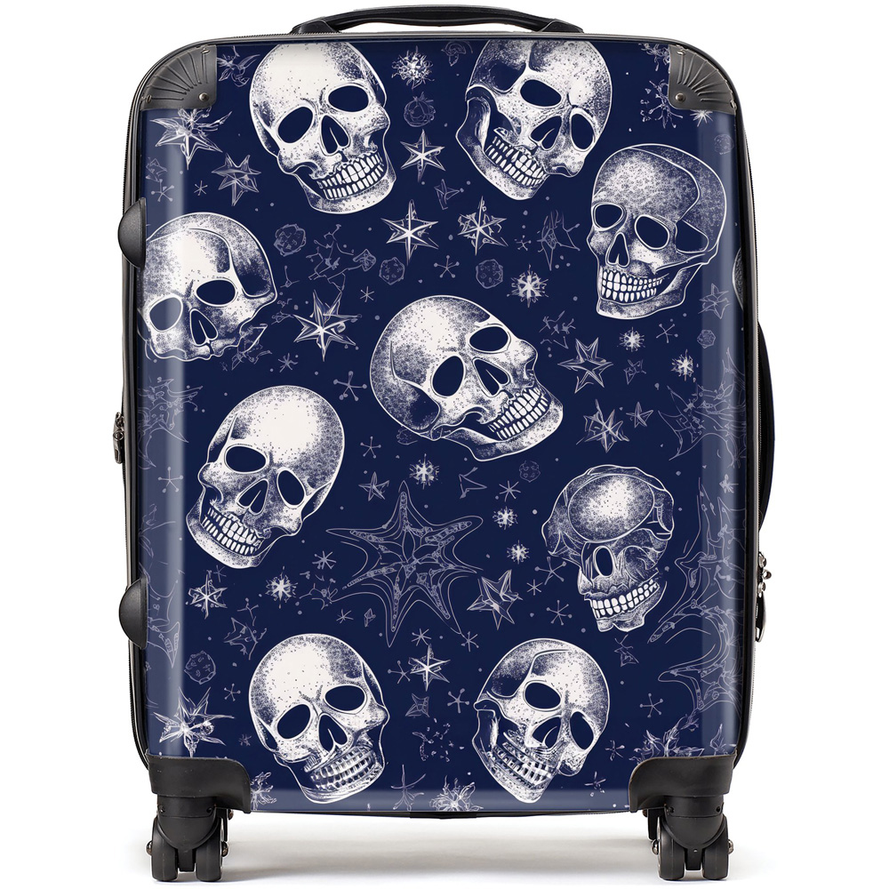 Warren Reed Designer Large Evening Skulls and Stars Suitcase Image 1