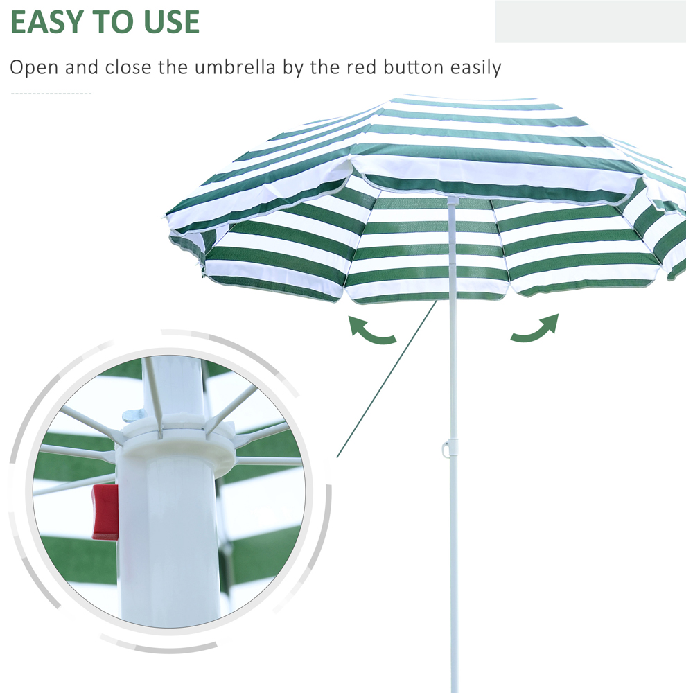 Outsunny Green and White Crank and Tilt Parasol 1.8m Image 4