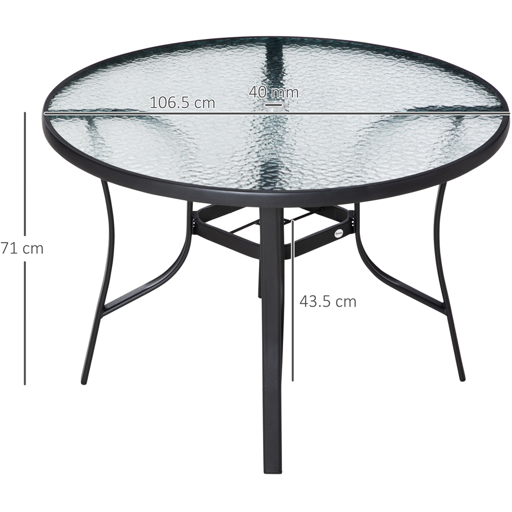 Outsunny Round Tempered Glass Top Garden Dining Table Black Image 8