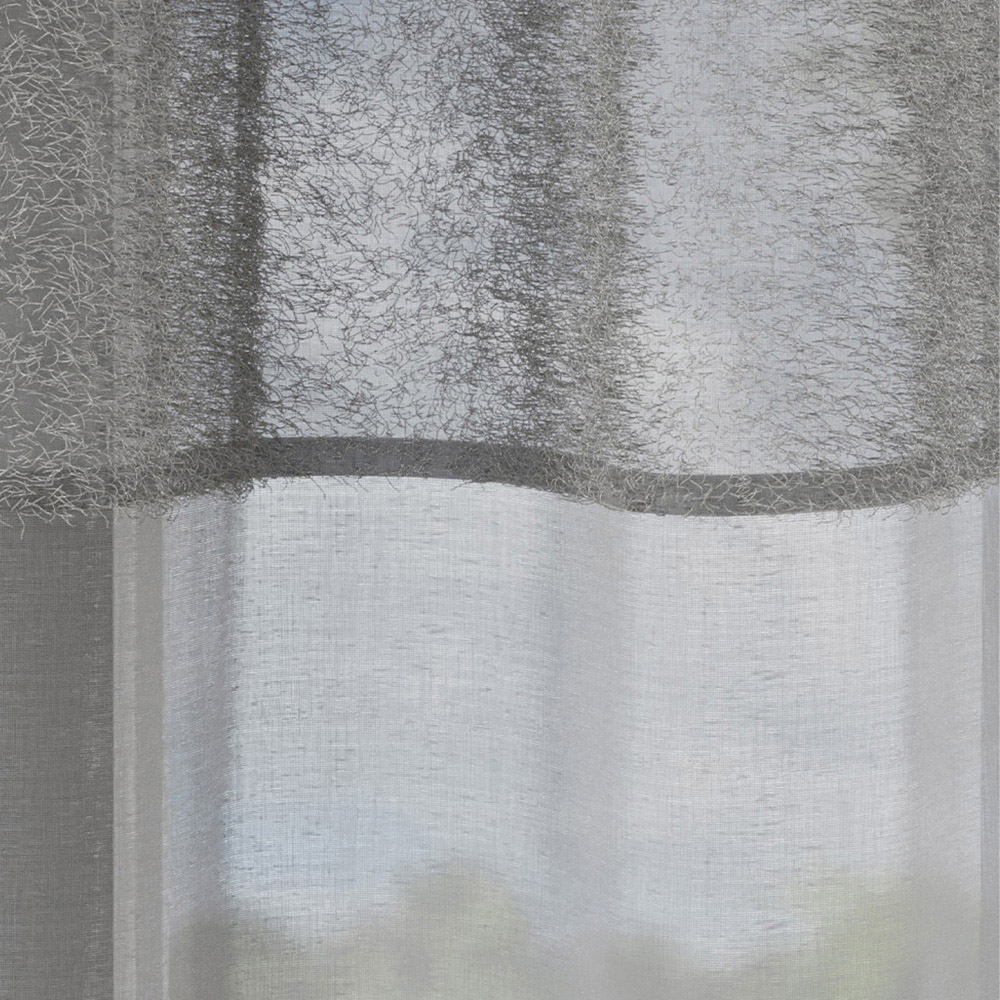 Tyrone Textiles Andorra Grey Textured Header Eyelet Voile Panel Curtains 140 x 137cm Image 3