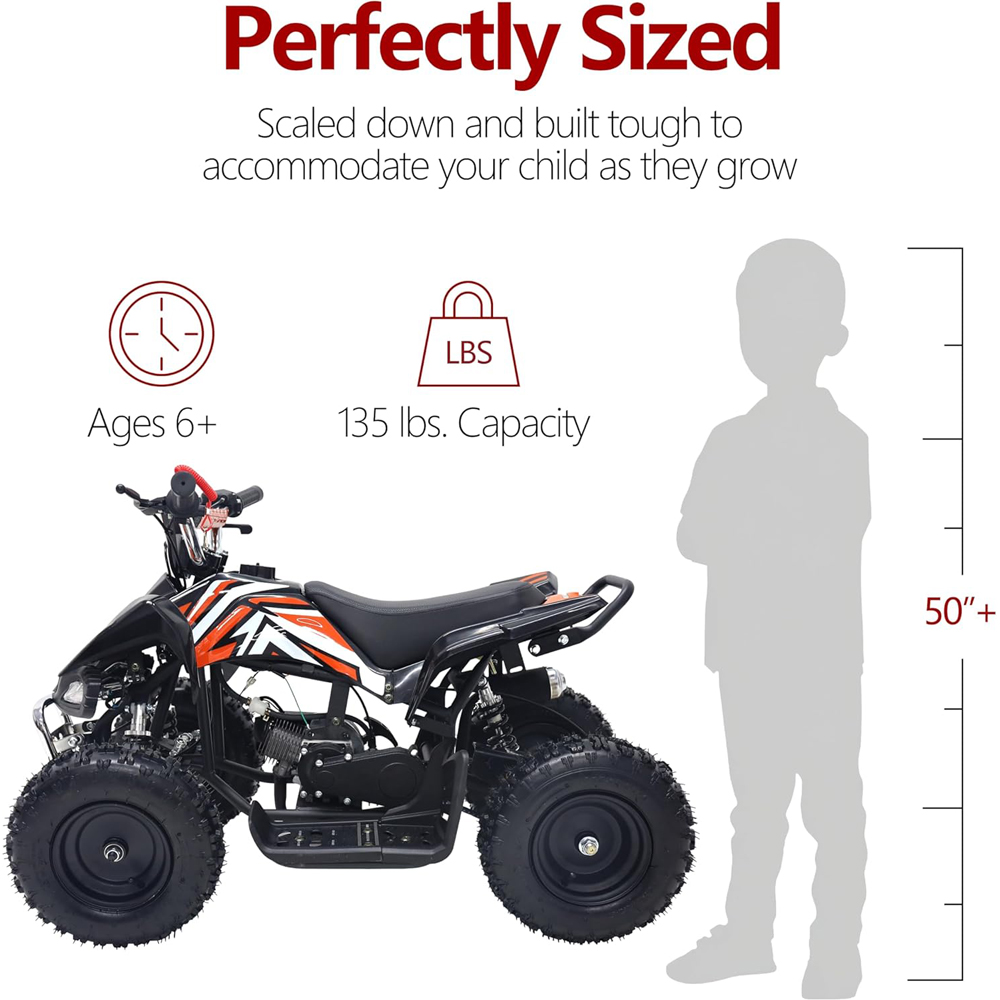Alivio Kids Orange 49cc 2-Stroke Engine Mini Petrol Quad Bike with Disc Brake 1.8L Image 8