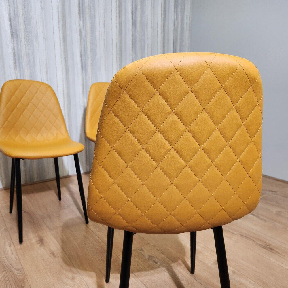 Denver Set of 4 Mustard Leather Dining Chairs Image 3