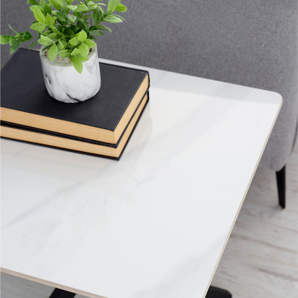 Julian Bowen Bradley White Marble Effect Lamp Table Image 6
