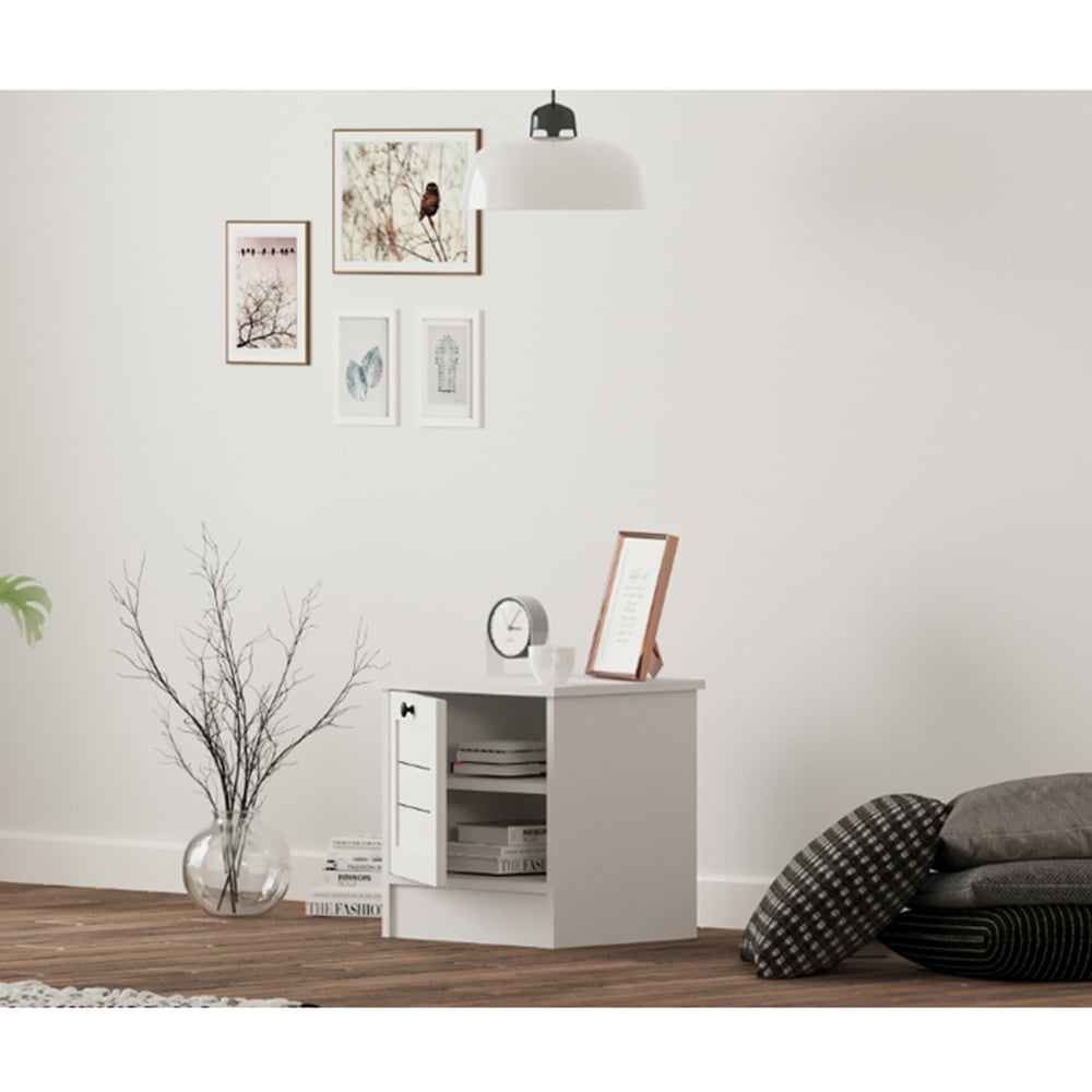 Evu VENICE Single Door Soft White Bedside Table Image 6