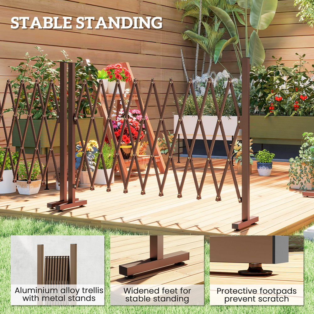 Outsunny 104 x 250cm Dark Brown Aluminium Alloy Movable Pet Safety Fence Image 8