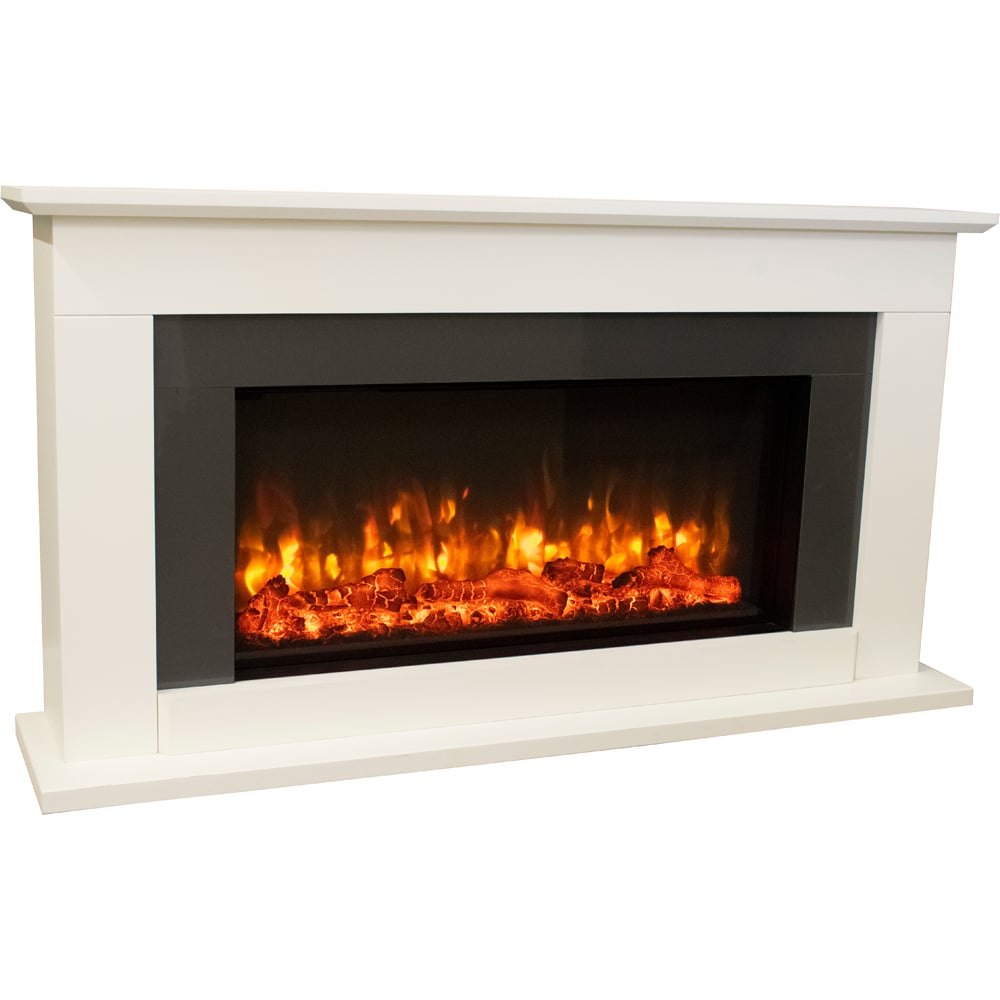 Suncrest Georgia White and High Gloss Grey Textured Electric Suite Image 1