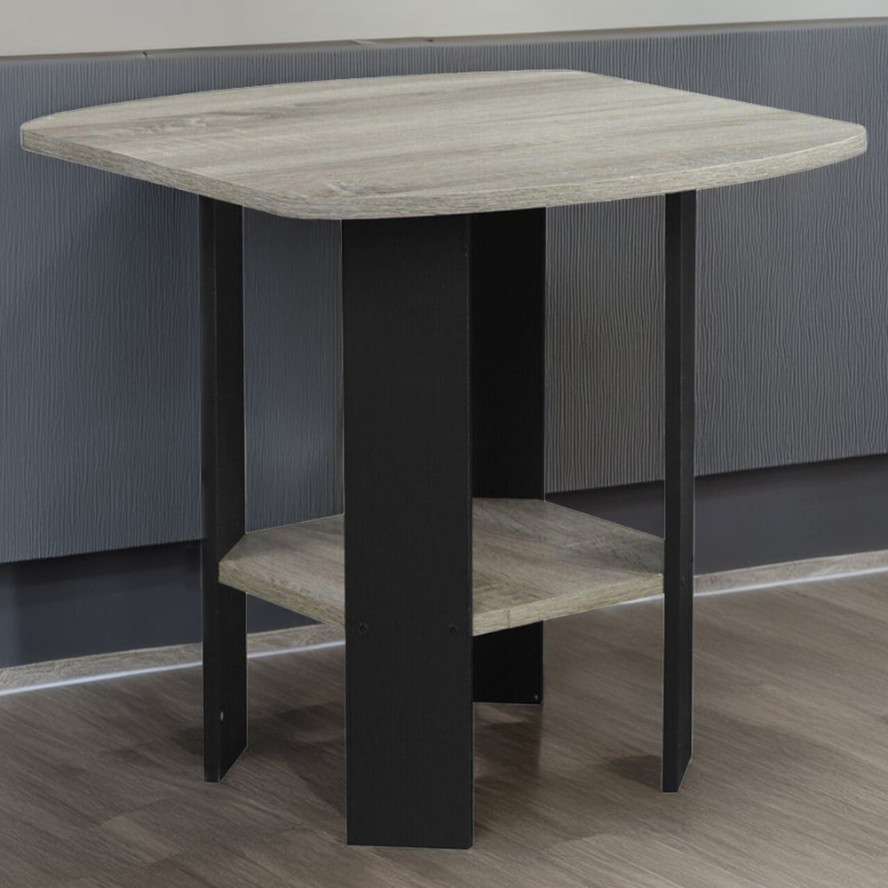 Walplus French Oak Grey and Black Simple Design Side Table Image 1