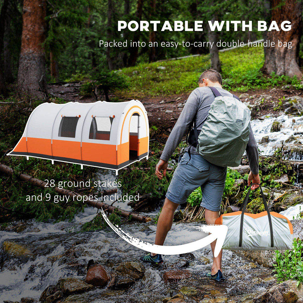Outsunny 5-6 Person Waterproof Camping Tent Cream and Orange Image 8