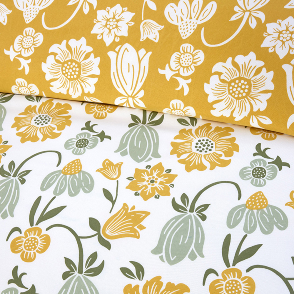 Serene Victorian Bloom King Size Green Microfibre Fabric Reversible Duvet Cover Set Image 3