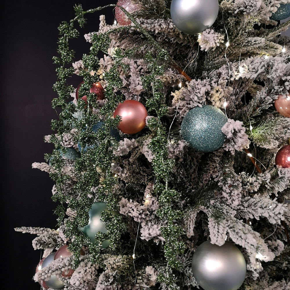 Samuel Alexander Green Glitter Frosted Mini Leaf Wispy Stem Christmas Decoration 96cm Image 4