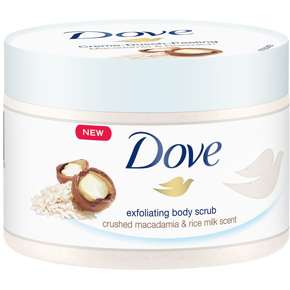 Dove Crushed Macadamia and Rice Milk Scent Exfoliating Body Scrub 225ml 4 Pack Image 2