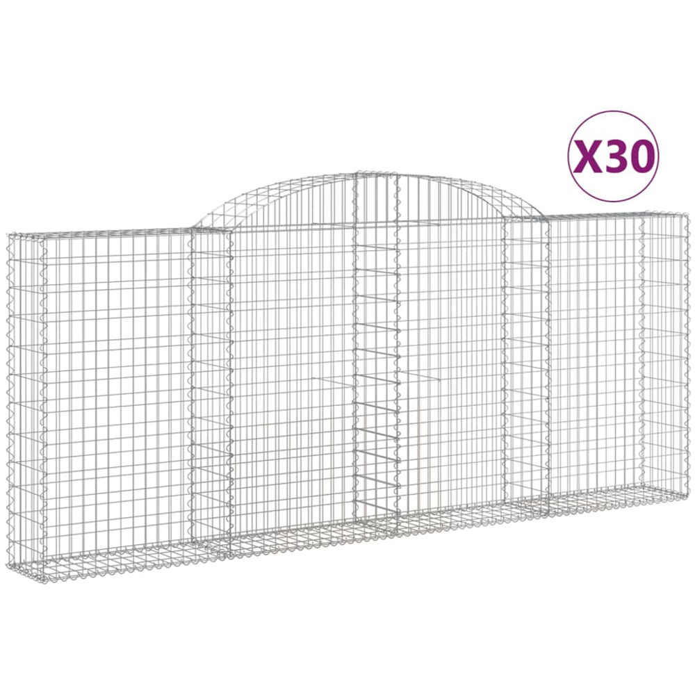 vidaXL Silver Galvanised Iron Gabion Basket 300 x 30 x 120/140cm 30 Pack Image 4
