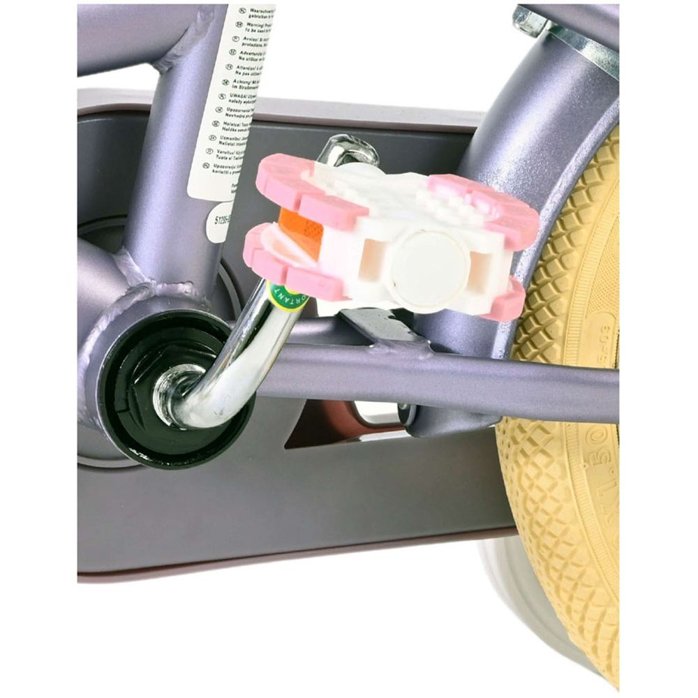 Volare Blossom Kids 12 inch Purple Bike with Stabilisers Doll Seat and Basket Image 8