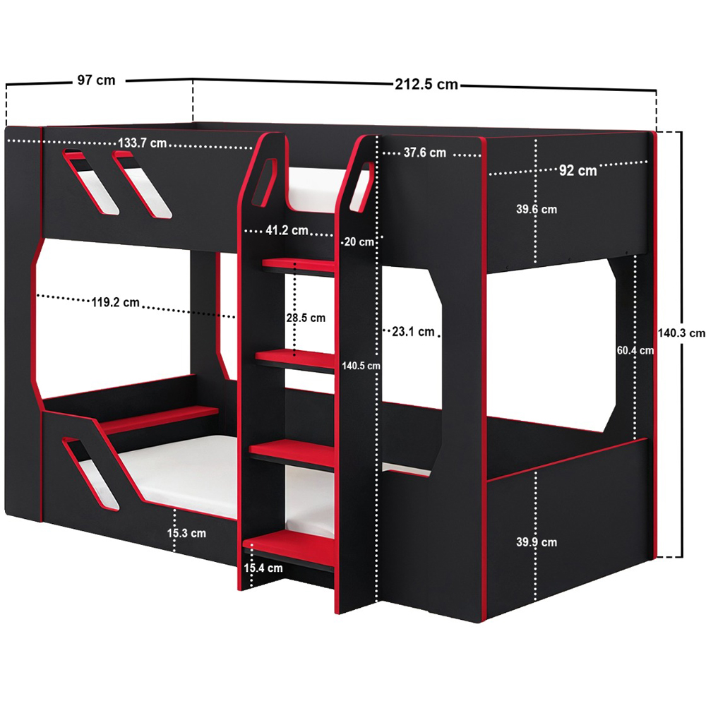 Recoil Shuttle Black and Red Bunk Bed Image 6