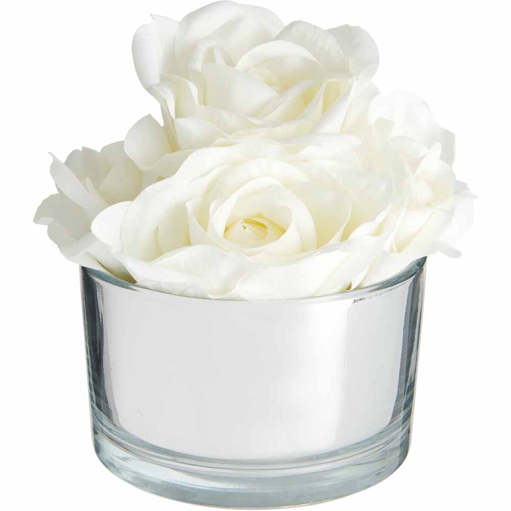 Wilko Luxe Roses in Silver Bowl Image 1