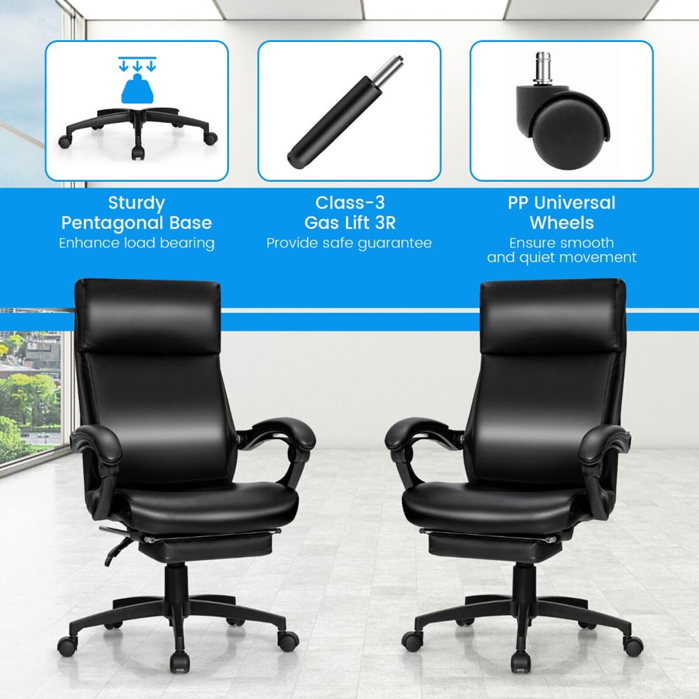 Costway Black Ergonomic Executive Office Chair with Headrest Image 6