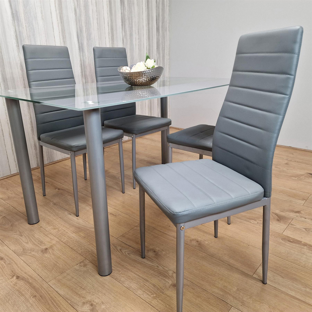 Portland Kosy Koala 4 Seater Glass Dining Set Grey Image 4