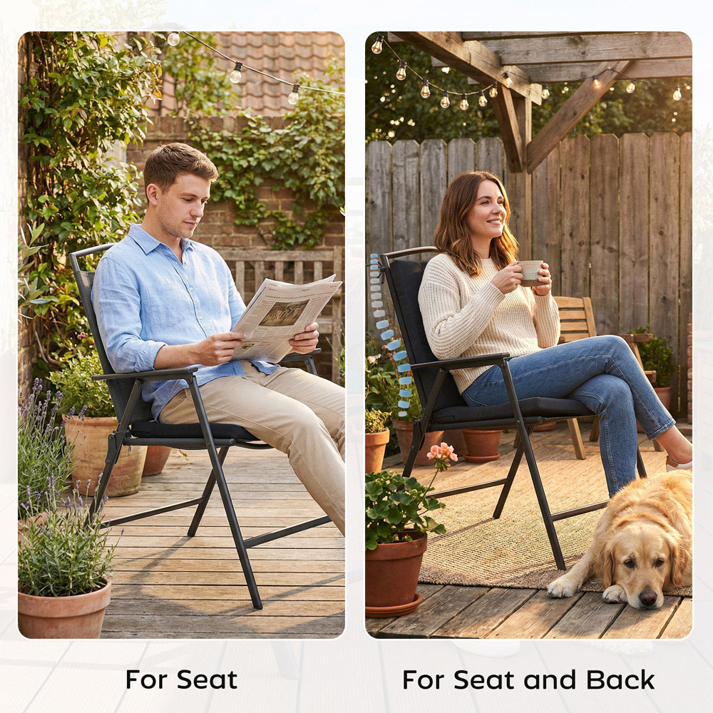 Outsunny Black Waterproof Garden Chair Cushion 50 x 50cm 2 Pack Image 8