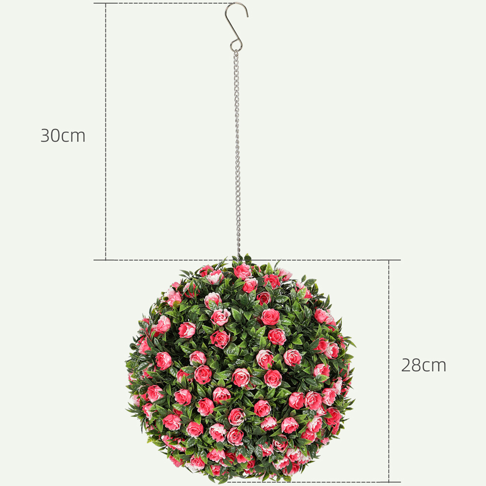 Portland Pink Rose Artificial Plant Hanging Topiary Ball 2 Pack Image 9