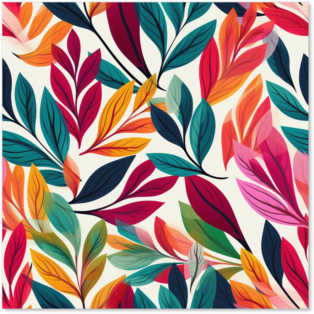 Warren Reed Designer Bright Leaves Pattern Glass Kitchen Splashback 60 x 60cm Image 2