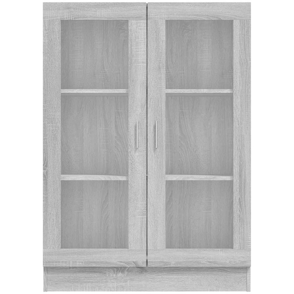 vidaXL 2 Glass Door 3 Shelf Grey Sonoma Vitrine Cabinet Image 4