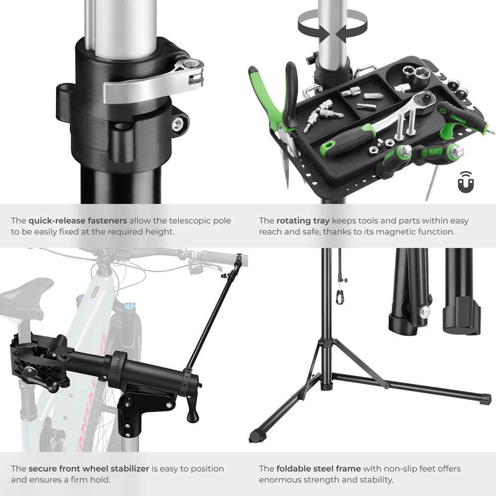 tectake Lightweight and Durable Bicycle Repair Stand and Frame Bag Set Type 2 Image 4
