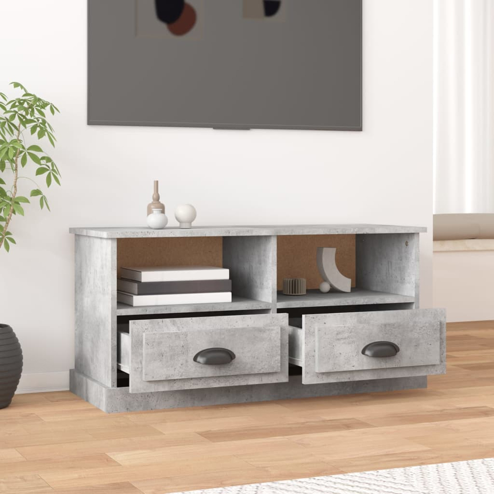 vidaXL 2 Drawer 2 Shelf Concrete Grey TV Cabinet Image 9