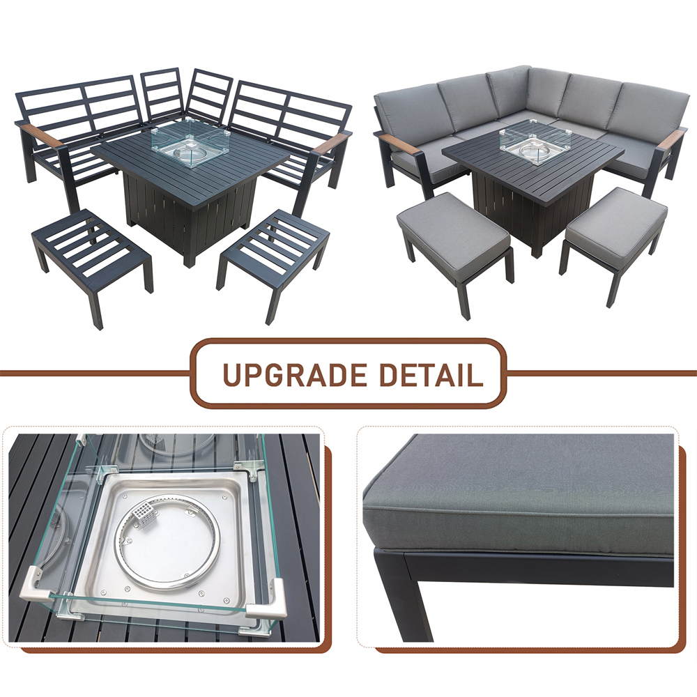 Furniture One 7 Seater Rattan Garden Corner Lounge Set with Fire Pit Image 7
