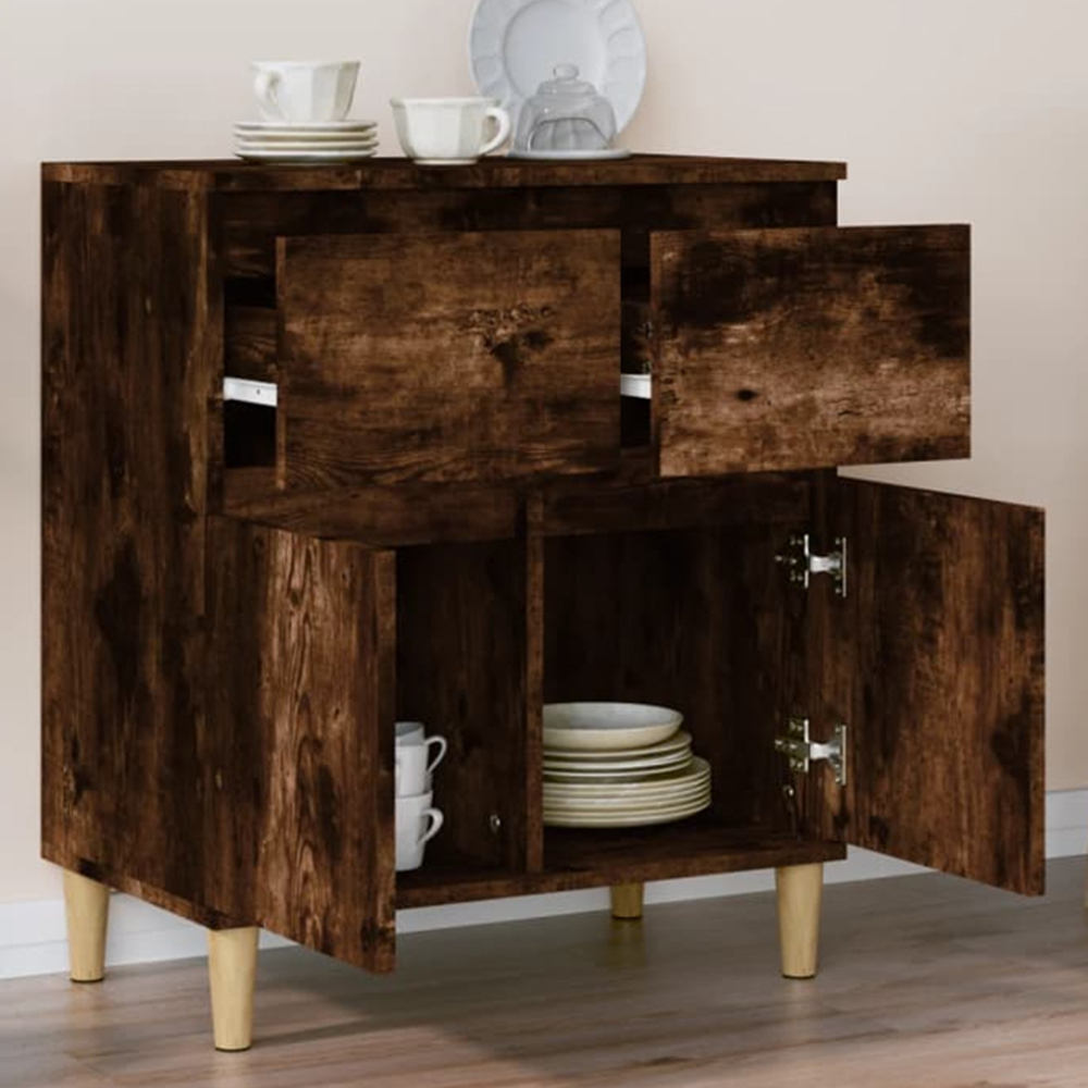 vidaXL 2 Door 2 Drawer Smoked Oak Sideboard Image 1