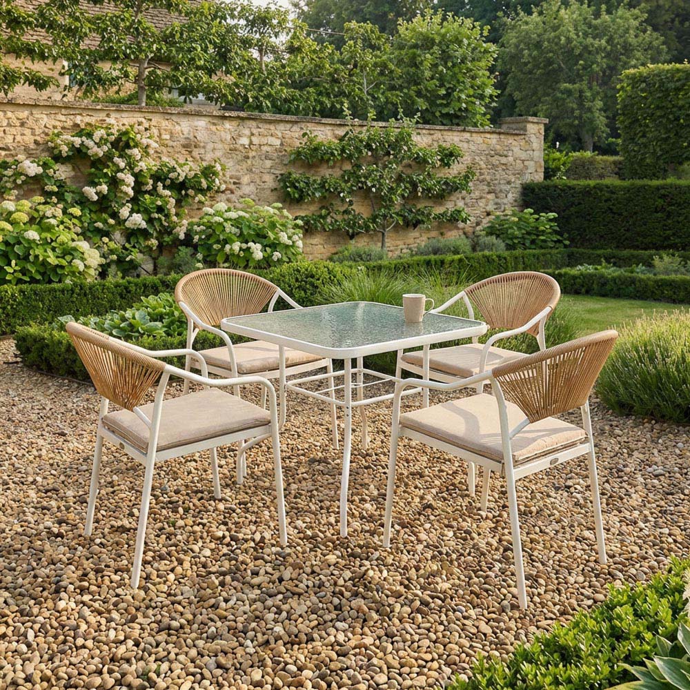 Lillian 4 Seater Dining Set - Natural and White Image 4