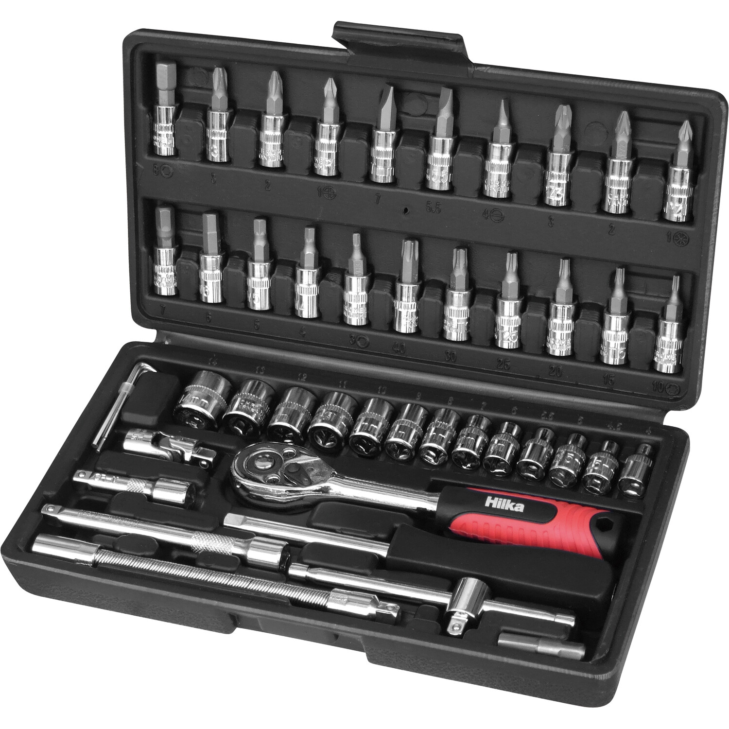Hilka 46 Piece Drive Socket and Bit Set Silver Image