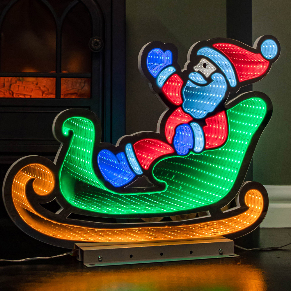 Samuel Alexander Multicolour Infinity LED Light Up Santa in Sleigh with Reindeer Image 6