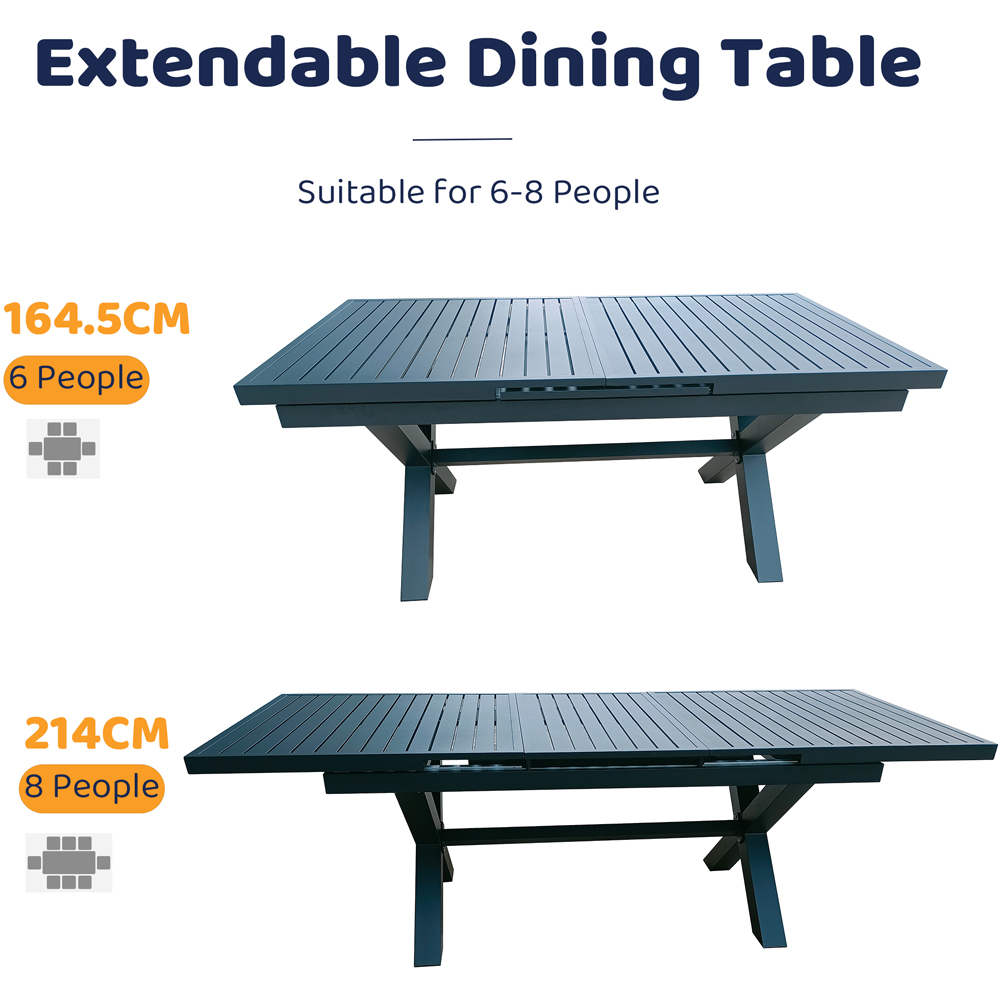 Furniture One 6 Seater Grey Aluminium Extendable Garden Dining Set Image 4