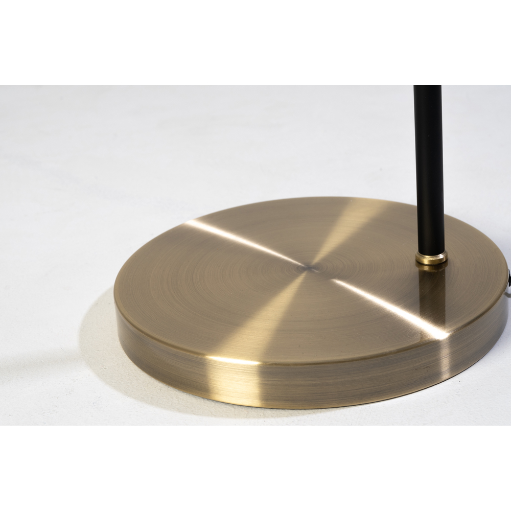 Kliving Caitlin Antique Brass and Black Industrial Floor Lamp Image 3