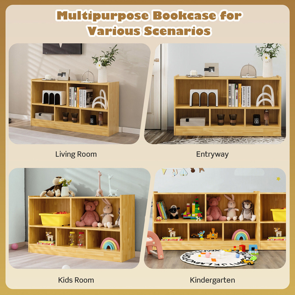Costway 5 Shelf Kids Wooden Bookcase Image 8