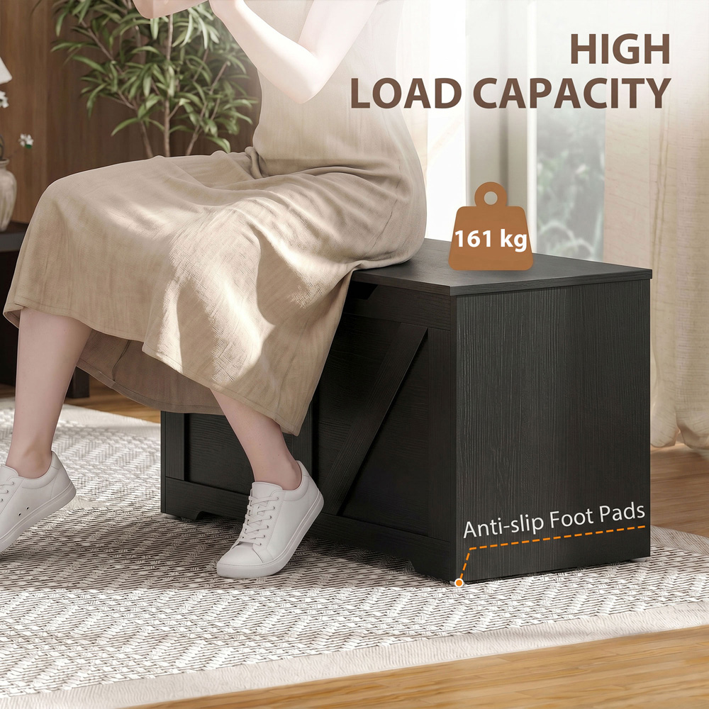 HOMCOM 100L Black Storage Trunk with Safety Hinge Image 8